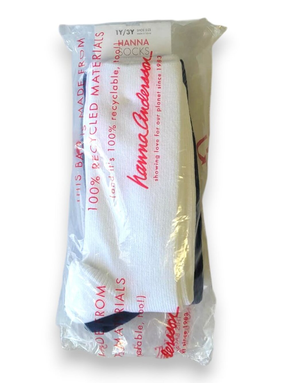 Hanna Andersson Kids Socks 3 Pack White Gray Navy Size 1Y/3Y NWT Organic Cotton